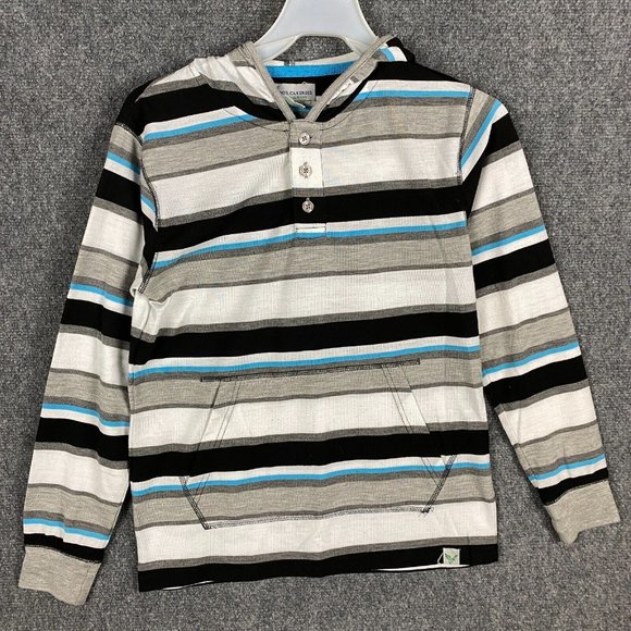 American Breed Henley Shirt 14/16 Boys Hoodie Striped Polyester Blend A2 - Picture 1 of 7